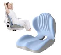 Memory Foam Seat Cushion with Lumbar Support, L-Shaped Integrated Back Support Cushion for Office Chair, Ergonomic Seat Pad for Car, Desk Chair and Wheelchair (Blue)