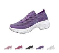 Memory Foam Shoes Women Mesh Hollow Out Lace up Comfort Arch Support Trainers Sneakers Plimsolls Size 7 A0_Purple Clearance