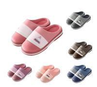 Memory Foam Slippers Women Thick Sole - Rubber Sole Slippers Women - Anti Slip House Shoes Color Block Indoor Slipper Slip On Home Shoe Warm Winter Slipper Two-Tone Soft Footwear Mules