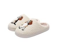 Memory Foam Slippers Womens Cute Pet Dog Cotton Slippers with Beagle Design Winter Funny Warm Indoor House Shoes