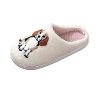 Memory Foam Slippers Women's House Shoes Light Weight for Ladies Winter Plush Fleece Lined Anti-Skid Rubber Sole Flat House Slippers Winter White