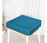 Memory Foam Square Seat Cushion - Office Garden Patio Kitchen Dining Chair Pillow - Blue Peacock 45x45x5cm - Guaranteed Stability & Support for Ultimate Comfort