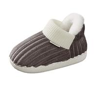 Memory Foam Thick Fuzzy Slippers for Kids Boys Girls Childrens Ankle Cotton Non Slip Shoes Indoor House Soft Slipper Easter Slippers Toddler Boy Kids Bedroom Shoes (Coffee, 13 Little Child)
