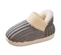 Memory Foam Thick Fuzzy Slippers for Kids Boys Girls Childrens Ankle Cotton Non Slip Shoes Indoor House Soft Slipper Easter Slippers Toddler Boy Kids Bedroom Shoes (Grey, 1 Big Kids)
