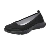 Memory Foam Trainers Ladies Slip on Lightweight Memory Foam Mary Jane Shoes Comfortable Nursing Wedge Sneakers Casual Alking Buffer Fitness Sneakers Non Slip Wide Fit Running Shoes with (Black, 6)