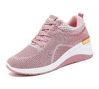 Memory Foam Trainers Womans Trainers Wide Fit Wedge Shoes Lace Up Comfy Orthopedic Sneakers Lightweight Non Slip Walking Trainer Casual Arch Support Sport Sneaker Women's Walking Pink Size 5