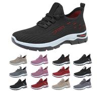 Memory Foam Trainers Women Womens Trainers Wide Fit Wedge Breathable Mesh Orthopedic Sneakers Comfortable Arch Support Sports Shoes Lightweight Slip on Clearance Shoes Women Black 7.5