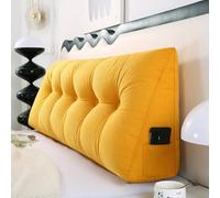 Memory Foam Wedge Pillow for Back Support Removable Cover Reading Cushion Lumbar Support for Bed & Sofa Comfortable Yellow Pillow 80x50x20 cm