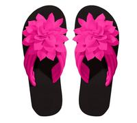 Memory oam Women's Flip Flops SD Green Flower Appliques Quilted Straps Thong Sandals Open Toe Flat Comfortable Casual Fashion Outdoor Beach Vacation Herringbone Slipper (Hot Pink, 5.5-5.5)