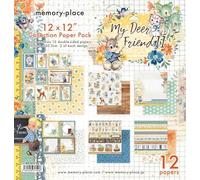 Memory Place 12x12 Paper - 12 Double Sided Cardstock Sheets for Scrapbooking, Cardmaking, and Crafts - 80lb, My Deer Friends II