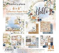 Memory Place 6x6 Paper - 24 Double Sided Cardstock Sheets for Scrapbooking, Cardmaking, and Crafts - 80lb, Hello