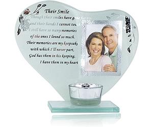Memory Plaque Their Smile Her/His Smile Candle Photo Frame with Poem Remembrance by BudgetLine
