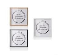 Memory Preservation Box for Trips and Adventures with Shatterproof Cover and Internal Pockets for Tickets Postcards and 8x8in Photographs (Brown+Black+White)