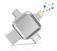 Memory Stick 64GB, 4 in 1 Photo Stick for iPhone, Universal Photo Backup Stick USB Flash Drive with Lightning+Micro USB+Type-C+USB Memory Sticks Metal Thumb Drives Waterproof