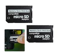 Memory Stick PRO Duo Adapter, 2 Pcs Micro SD to TF Convertor,for 1000/2000/3000 PSP Memory Card Adapter Handycam Camera Sony Playstation Portable