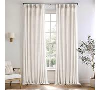 Memory Trained Pinch Pleated Curtains 132 Inches Long, Viral Linen Pinch Pleat Sheer Curtains with Ring Hooks&Clips for Track System Living Room, Natural Light Filtering Privacy Curtain 2 Panel Set