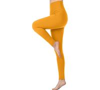 Memoryee High Waisted Leggings for Women, Buttery Soft Tummy Control Stretchy Opaque Yoga Pants, Workout Running Leggings Plus Size/#1 Pack/Dark Yellow/L-XL