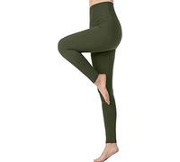Memoryee High Waisted Leggings for Women, Buttery Soft Tummy Control Stretchy Opaque Yoga Pants, Workout Running Leggings Plus Size/#1 Pack/ArmyGreen/L-XL