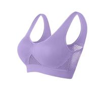 Memoryee Padded Sports Bras Women Medium Impact Plus Size for Large Breasts Push Up Seamless Breathable for Yoga Running Crop Top Purple XXL