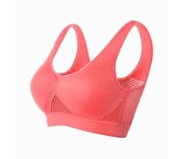Memoryee Padded Sports Bras Women Medium Impact Plus Size for Large Breasts Push Up Seamless Breathable for Yoga Running Crop Top Red M