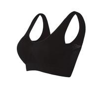 Memoryee Padded Sports Bras Women Medium Impact Plus Size for Large Breasts Push Up Seamless Breathable for Yoga Running Crop Top Black L