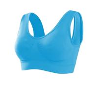 Memoryee Sports Bras Women 1 Pack Set Plus Size for Large Breasts Non Wired Inserts Washable Padded Push Up Multipack Vest Crop Top for Yoga Running Jogging Gym Sky Blue M