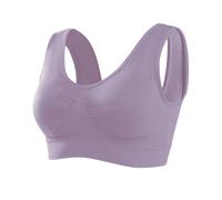 Memoryee Sports Bras Women 1 Pack Set Plus Size for Large Breasts Non Wired Inserts Washable Padded Push Up Multipack Vest Crop Top for Yoga Running Jogging Gym Purple Grey M