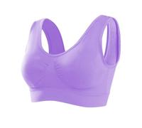Memoryee Sports Bras Women 1 Pack Set Plus Size for Large Breasts Non Wired Inserts Washable Padded Push Up Multipack Vest Crop Top for Yoga Running Jogging Gym Purple M