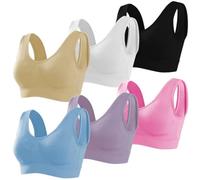 Memoryee Sports Bras Women 6 Pack Set Plus Size for Large Breasts Non Wired Inserts Washable Padded Push Up Multipack Vest Crop Top for Yoga Running Jogging Gym 6Colors2 XL