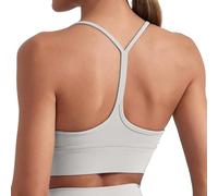 Memoryee Sports Bras Women High Impact Y-Back Non Wired Seamless Padded Halter Neck Comfort Ladies Bralettes Gym Top for Workout Yoga Running Dance White XS