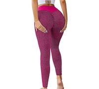Memoryee Women's Honeycomb Waffle Leggings Ruched Butt Lift High Waisted Chic Sport Tummy Control Plus Size Workout Gym Yoga Stretchy Pants/Style2-Red/XL
