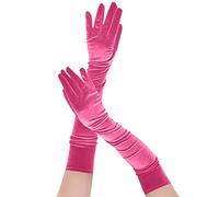 Memoryee Womens Sexy Long Gloves Satin Elbow Length 21" Stretchy 1920s Opera Wedding Evening Party Dance Gloves and Mittens Rose Red