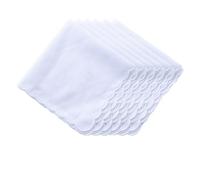 MemoryHanky Bulk Pack Handkerchiefs Cotton Scalloped Hankies Pocket Square Towel White 11 Inches, White, 12 PCS