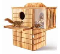 Memorywuu 2in1 Large Squirrel Family House with Feeder and Predator Guard for Outside with Multi Platform Wooden Squirrel Nesting Box for Breeding Living, Year-Round Shelter and Nesting Place