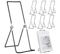 Memorywuu 6 Pack Large Metal Book Stand for Display Adjustable Display Holder Easel Collector Stand for Home Office Back to School Books Frames Comic Plates Album CD Magazine (11.8 Inch)