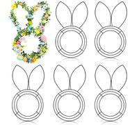 Memorywuu 6 Pcs 16 Inch Wreath Metal Frame Form Easter Floral Garden Wire Wreath Form for DIY Craft Project Indoor Outdoor Holiday Hanging Decor(Rabbit)
