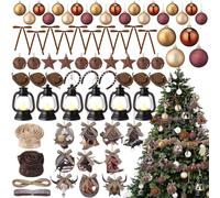 Memorywuu 64 Pcs Western Tree Ornaments Set Cowboy Hanging Decoration West Theme Mini Cowboy Hats Lantern Rodeo Velvet Bows Rustic Stars for Holiday Country Party Favors Supplies