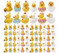 Memorywuu 72 Pcs Mini Easter Resin Ducks Bulk Tiny Easter Eggs Bunny Rabbit Chicks Lambs Duckies Small Basket Stuffers Gifts for Table Party Decorations Favors