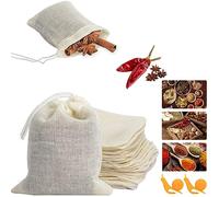 Memotoo 50Pcs Unbleached Cotton Tea Bags, Reusable Drawstring Tea Bag for Cooking Soup, Empty Natural Organic Tea Infuser Bag for Coffee Tea Bone Broth (3.2 x 2.4 inch)