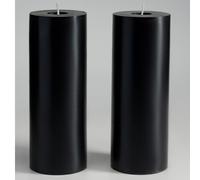 Memoward Pillar Candles Black, Large Set of 2, Long Burning Time Approx. 100+ Hours, Clean Burning, Unperfumed, for Household, Celebrations and Catering Decoration, Dimensions 7.5 x 20 cm