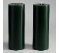 Memoward Pillar Candles Dark Green, Large Set of 2, Long Burning Time Approx. 100+ Hours, Clean Burning, Unscented, for Household, Celebrations and Catering Decoration, Dimensions 7.5 x 20 cm