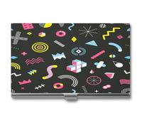 Memphis Design Pattern Business Card Holder,Slim Professional Card Case, Ideal Business Card Organizer and Gift Card Holder for Men Women