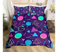 Memphis Duvet Cover Set Single Size, Retro 80s or 90s Fashion Style Bedding Set 2pcs for Kids Boys Girls, Geometric Triangle Circle Comforter Cover Soft Polyester Quilt Cover with 1 Pillowcase
