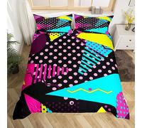 Memphis Duvet Cover Set Twin Size, Retro 80s or 90s Fashion Style Comforter Cover with 1 Pillowcase, Geometric Triangle Circle Bedding Set for Kids Boy Girls Lightweight Bedspread Cover,No Comforter