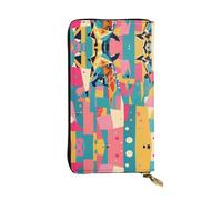 Memphis Giraffe Zipper leather wallet, 7.5 * 4.1 inch long clutch bag, multiple compartments and large capacity, a good gift for friends