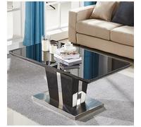 memphis high gloss coffee table in black with glass top