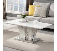 memphis high gloss coffee table in filo marble effect glass top