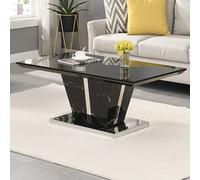 memphis high gloss coffee table in milano marble effect glass top