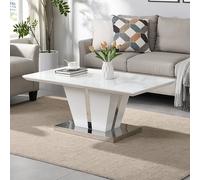 memphis high gloss coffee table in white with glass top