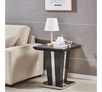 memphis high gloss lamp table in black with glass top